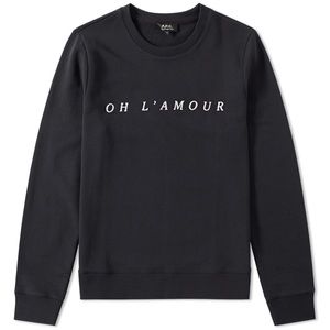 Mens a.p.c. crew sweatshirt (black oh l’amour)